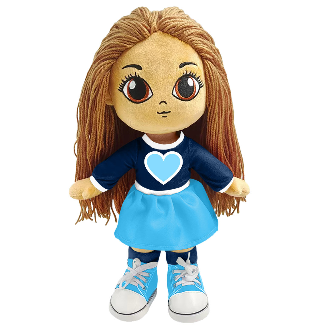 Sky Blue Heart School Jewel 16" - Riley Doll