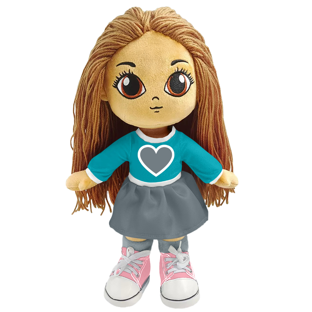 Turquoise and Steel Heart School Jewel 16" - Riley Doll